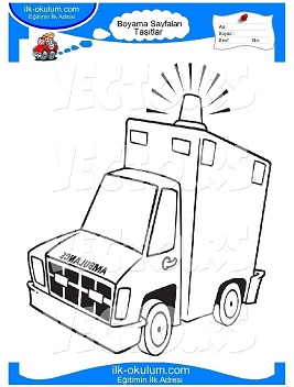Çocuklar İçin Ambulans Boyama Sayfaları 